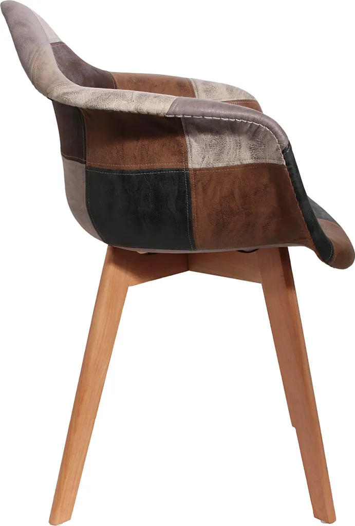 Fauteuil Patchwork Polyuréthane avec Pieds en Bois - Lot de 2 Assises - 3