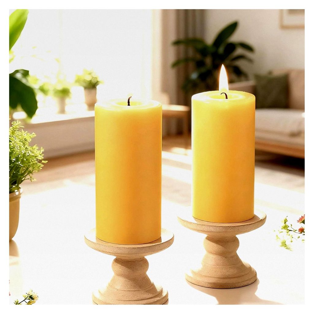 2er-Set Bienenwachs-Zylinderkerzen, Brenndauer 35 Stunden – 100% reines Bienenwachs für Zuhause, ideal für Entspannung und Ambiente (4,5 cm Bre...