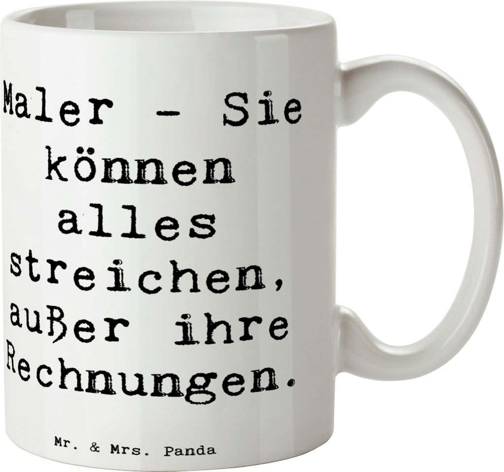 Mr. & Mrs. Panda Kaffeetasse Spruch Maler Rechnung - Weiß - Produktbild 