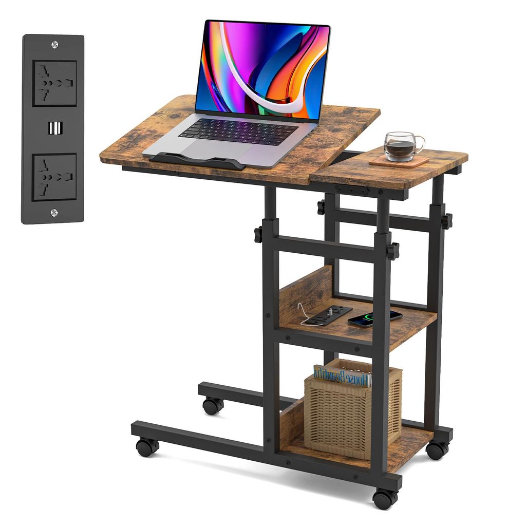 Beistelltisch mit Steckdose,C-Form Laptoptisch mit Produktbild 