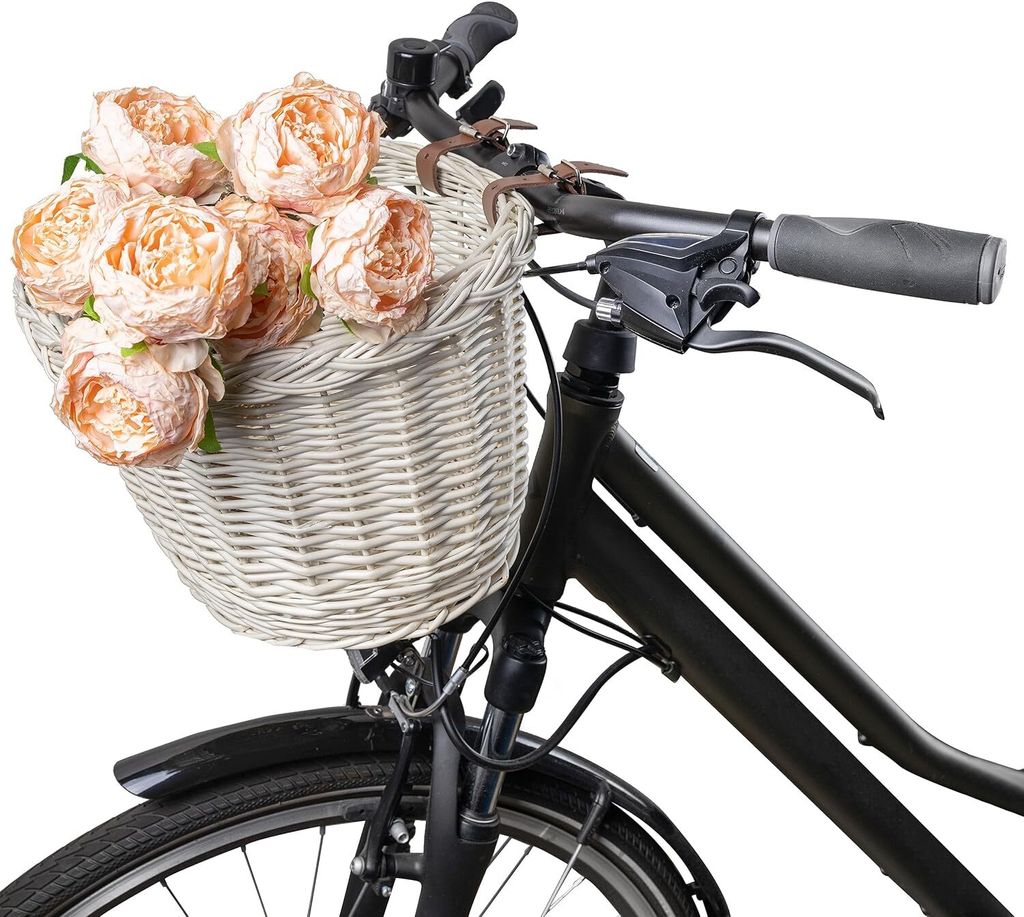 Creative Home Wiklinowy Kosz Rowerowy z paskami | 36x29x23 Zdjęcie produktu 