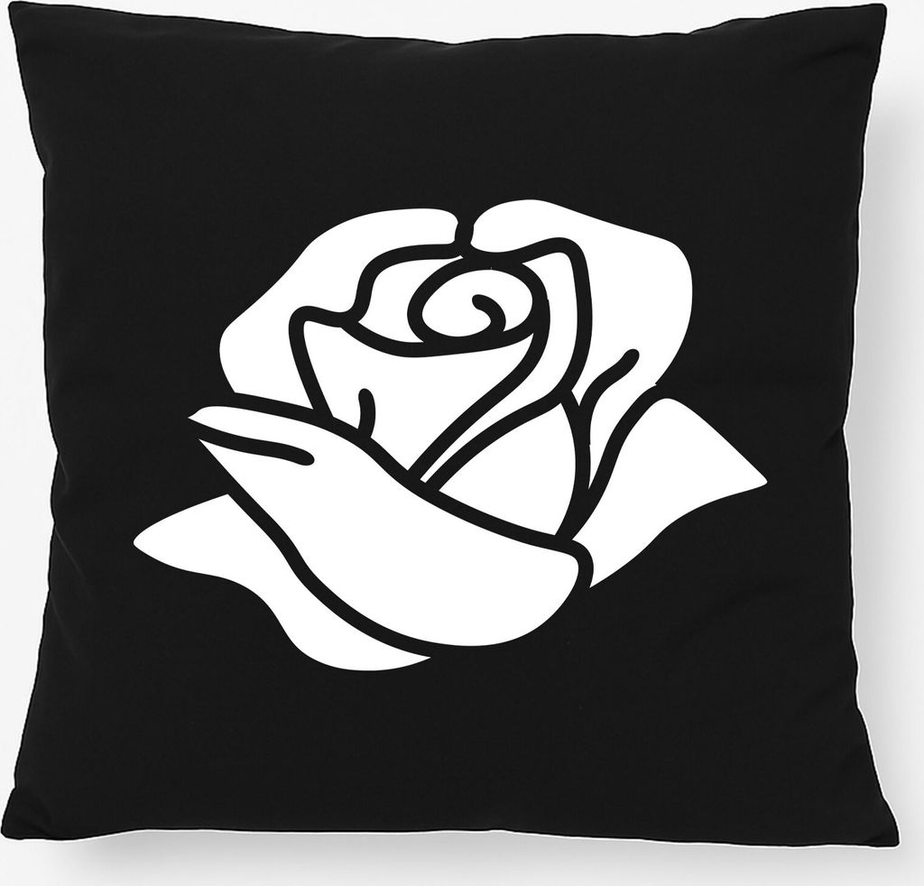 Huuraa Kissen Rose Blüte 40x40cm mit Füllung Black Baumwolle Dekokissen Geschenkidee