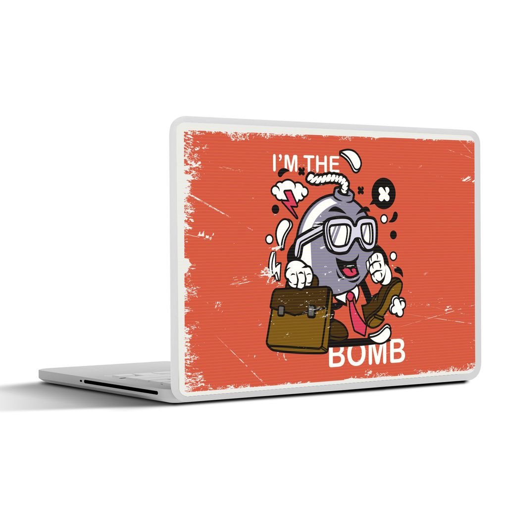 MuchoWow Laptop Aufkleber Sticker Cover Vintage - Bombe - Koffer 32.5x23.5 cm - Sticker für Laptop - Selbstklebend