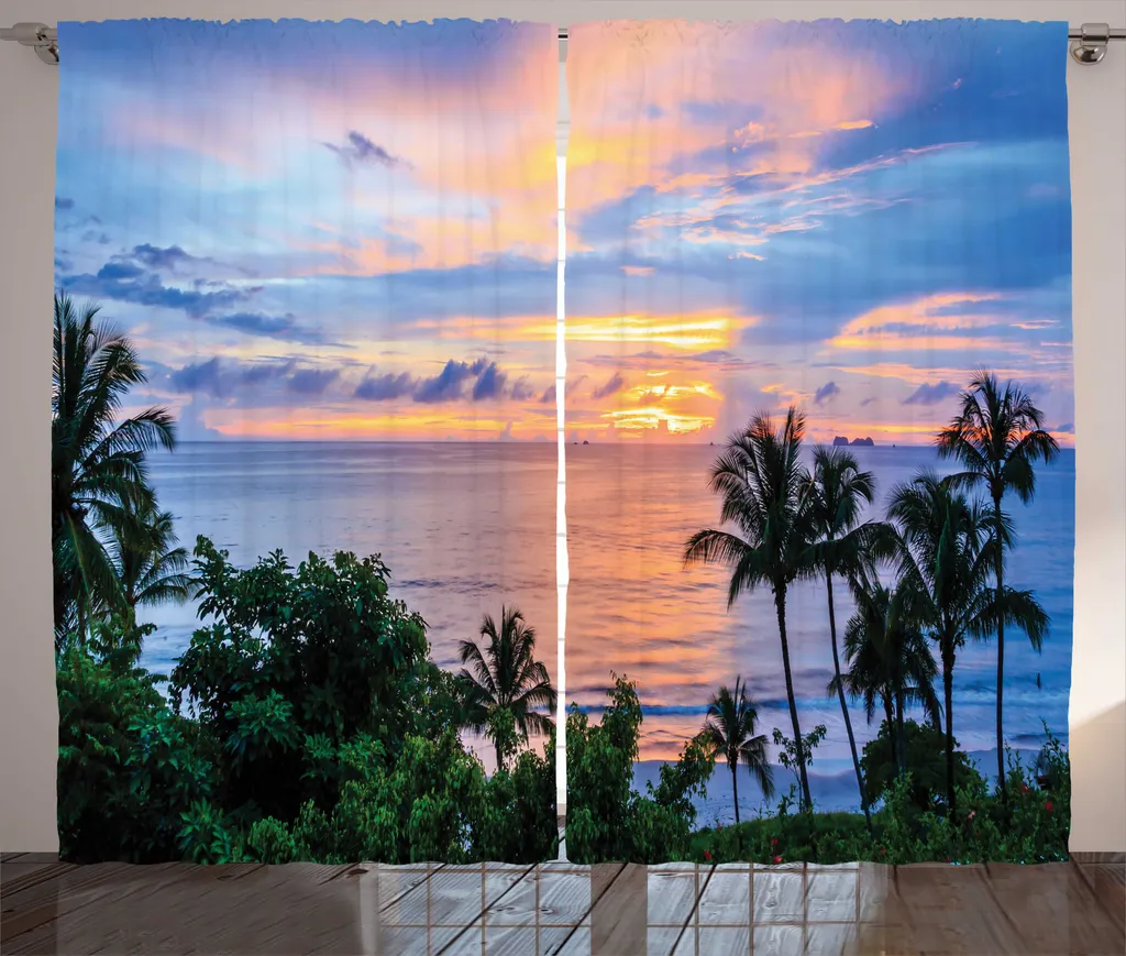 Rideaux de Salon Universels Motif Tropical, Paire de Rideaux 280 x 225 cm