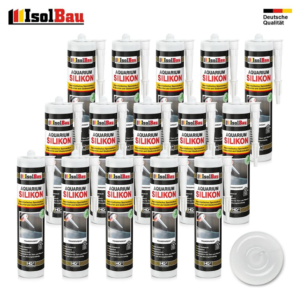 Isolbau Aquarium Silikon 15 x 300 ml Transparent Spezial-Silikon Glaskonstruktion