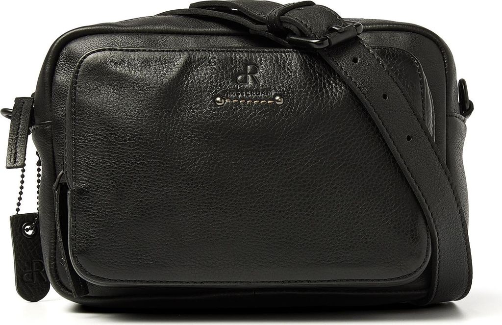 dR Amsterdam Umhängetasche | Leder Schultertasche | Damenhandtaschen | Damen Crossbody Tasche | Tampa - 933738 Black