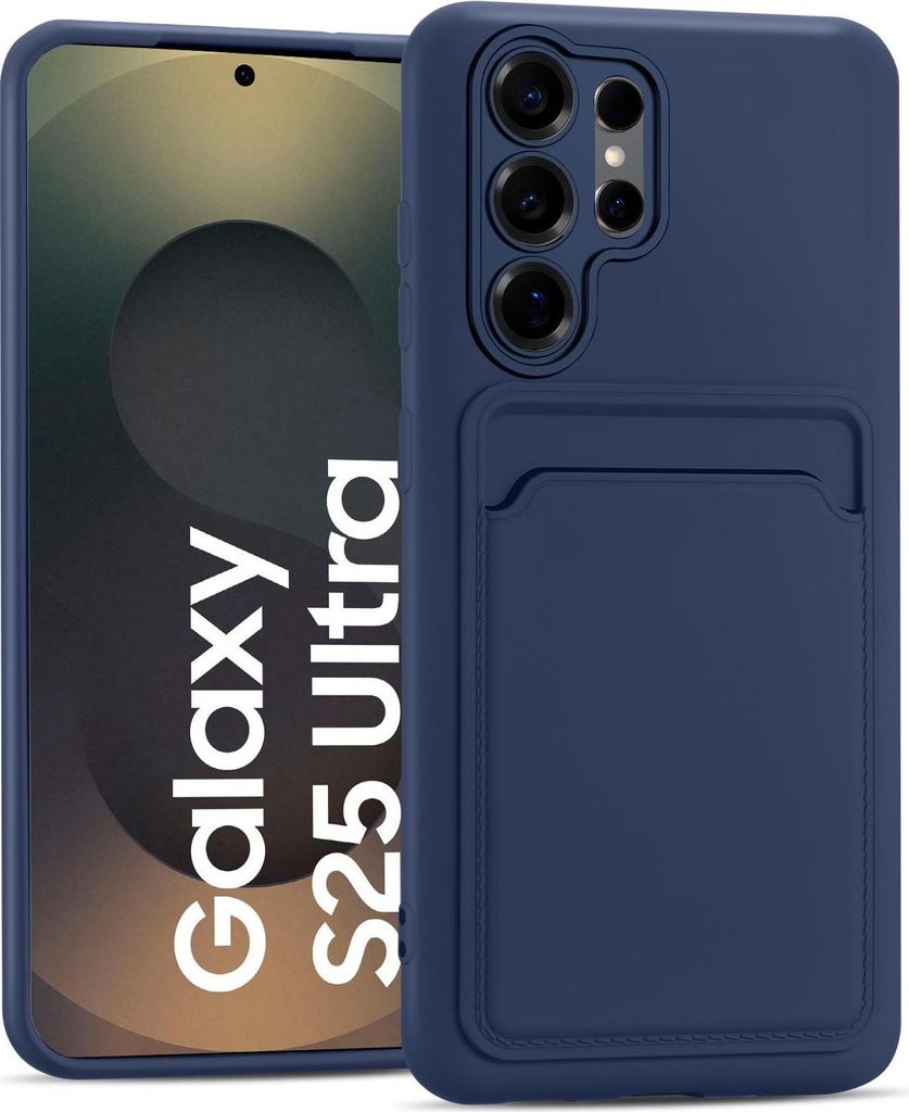 Handyhülle für Samsung Galaxy S25 Ultra Hülle Silikon Schutzhülle mit Kartenfach Slim Wallet Case, Blau