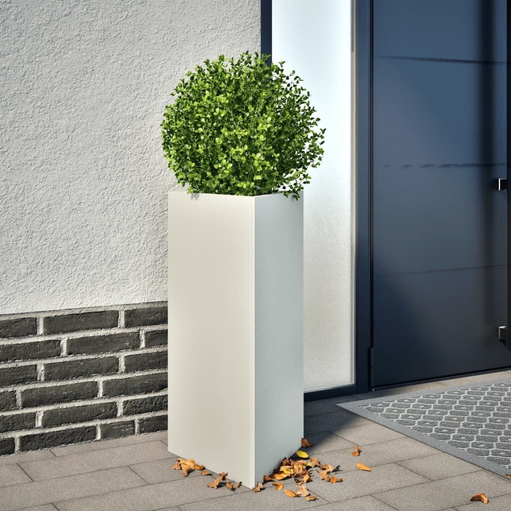 Maison Exclusive - Pflanzkübel 2 Stk. Weiß Dreieckig 40x34,5x70 cm Stahl