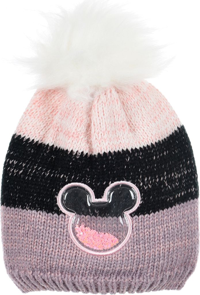 Minnie Mouse Kinder Mädchen Winter-Mütze Bommelmütze , Farbe:Weiß, Größe:54