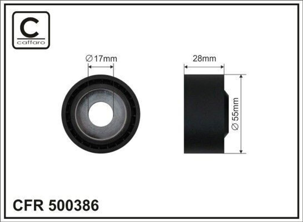 CAFFARO 500386 Umlenkrolle Keilrippenriemen 55mm für VW Amarok Pickup (2HA, 2HB, S1B, S6B, S7A, S7B) für AUDI A6 Avant (4G5, 4GD, C7) A4 B9 Avant