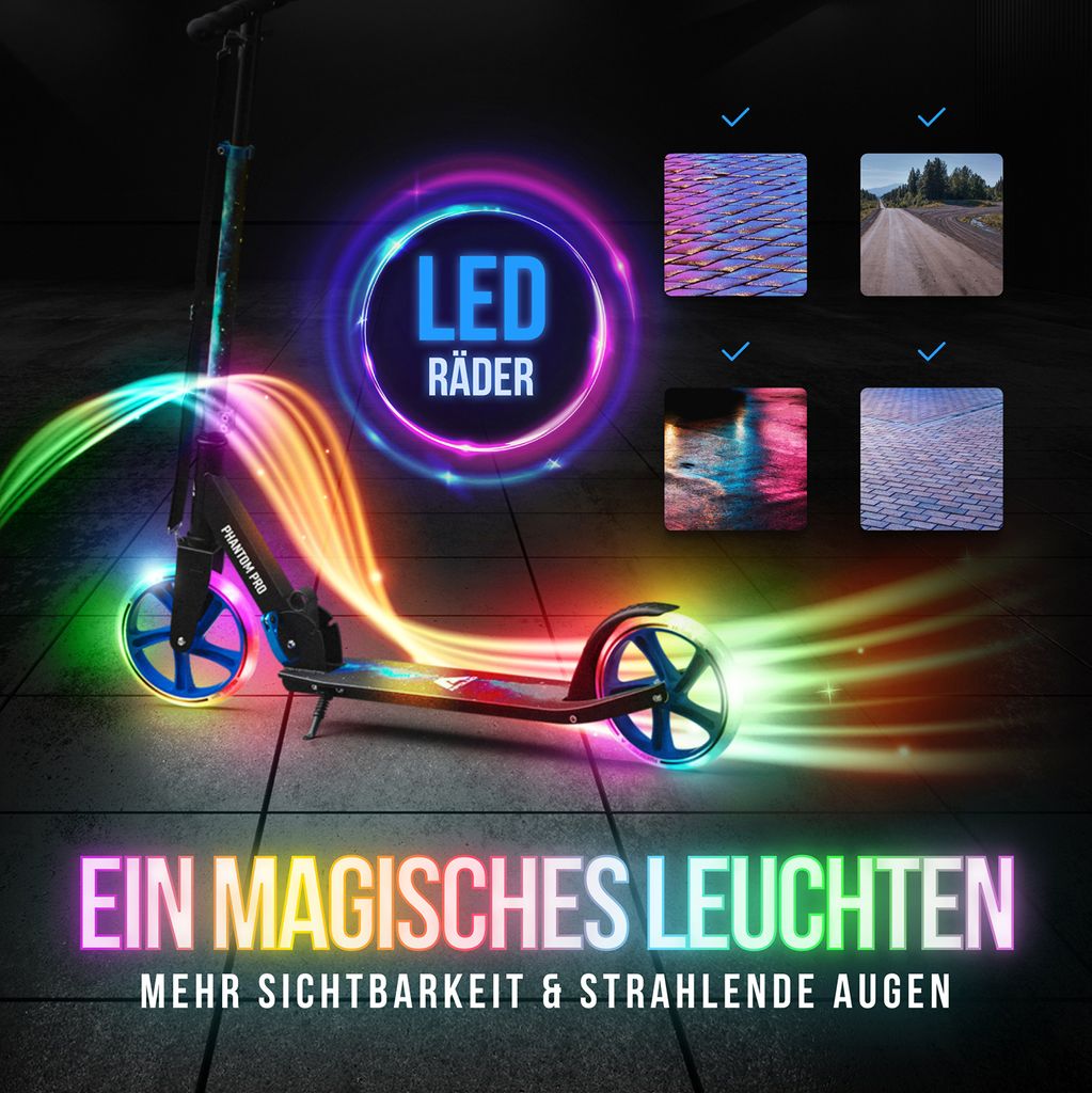 Apollo Cityroller City Scooter Phantom Pro LED, klapp- und Produktbild 5
