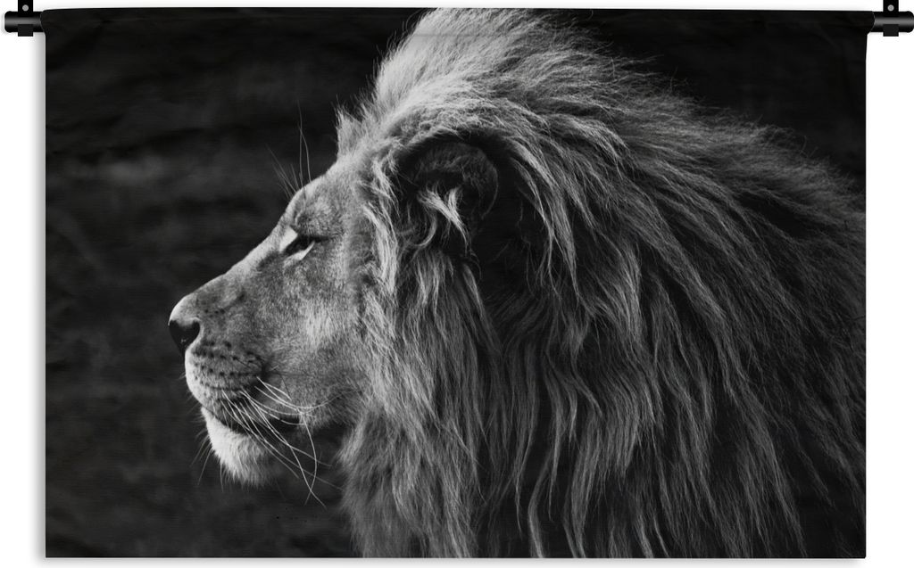 MuchoWow Wandteppich Wandbehang Tiere - Schwarz - Weiß - Profil 120x80 cm Tapisserie Dekoration Wandtuch - Wanddekorationen - Wandtücher