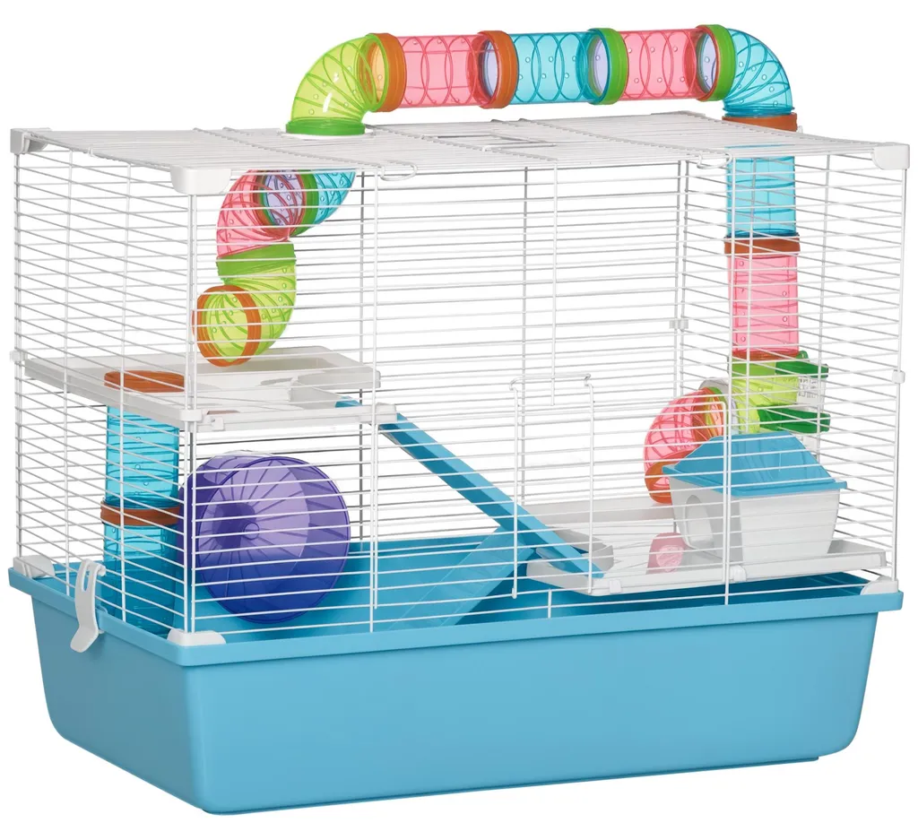 Grande Cage Rongeur à Étages avec Accessoires et Maisonnette 59cm