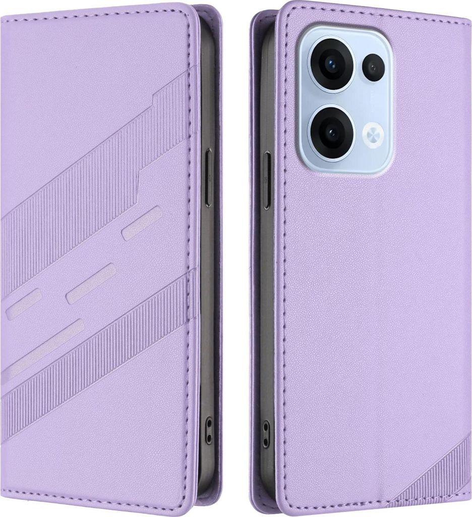 Hülle für Oppo Reno13 - Phonesta Embossed Lines Book Wallet Klapphülle - Lila