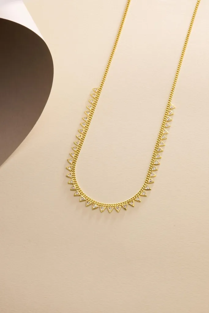 Collier pendentif triangle en argent doré, bijou minimaliste ajustable