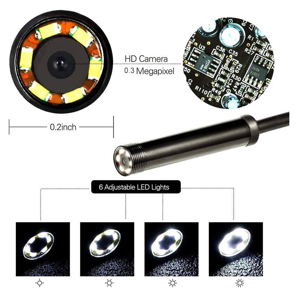 Endoskop 0,3MP Endoskop 3 v 1 Endoskop s nastavitelnými LED Obrázek produktu 10