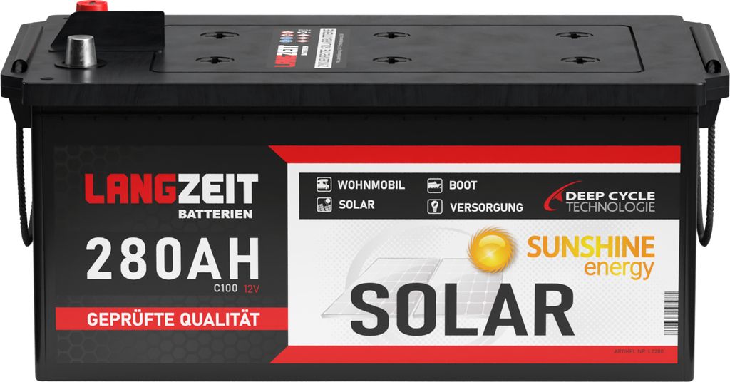 Langzeit Solarbatterie 280Ah 12V Wohnmobil Batterie Produktbild 