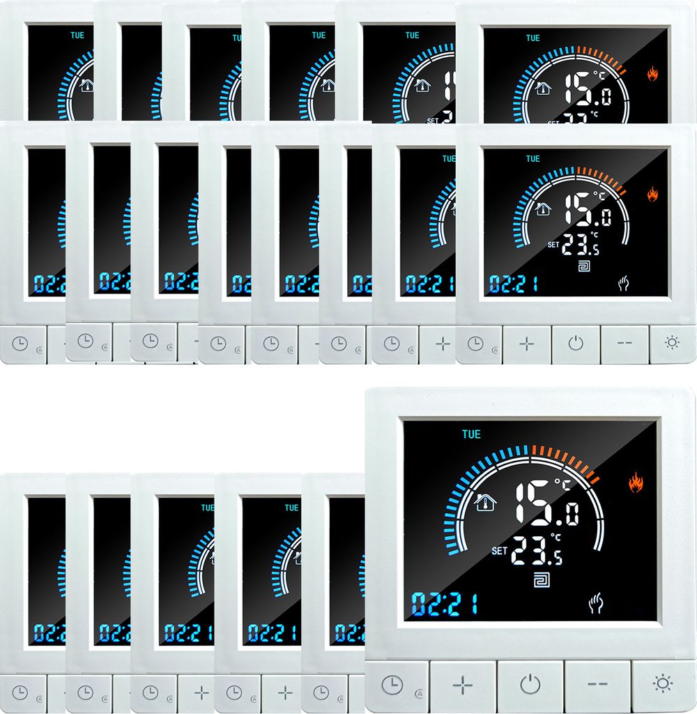 20X Programmierbarer digitaler Thermostat mit Kindersicherung, LCD Raumthermostat NTC-Sensor, 16A Elektroheizung, warmer Boden, Unterputz Fußboden...