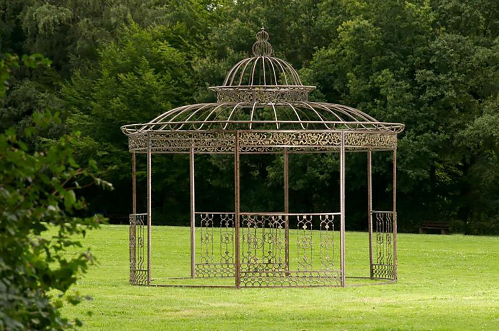 Pavillon ELIN Antik rund - 370x370x350cm, Metall, Bronze | Gartenpavillon Romantik Zierpavillon Gartendeko