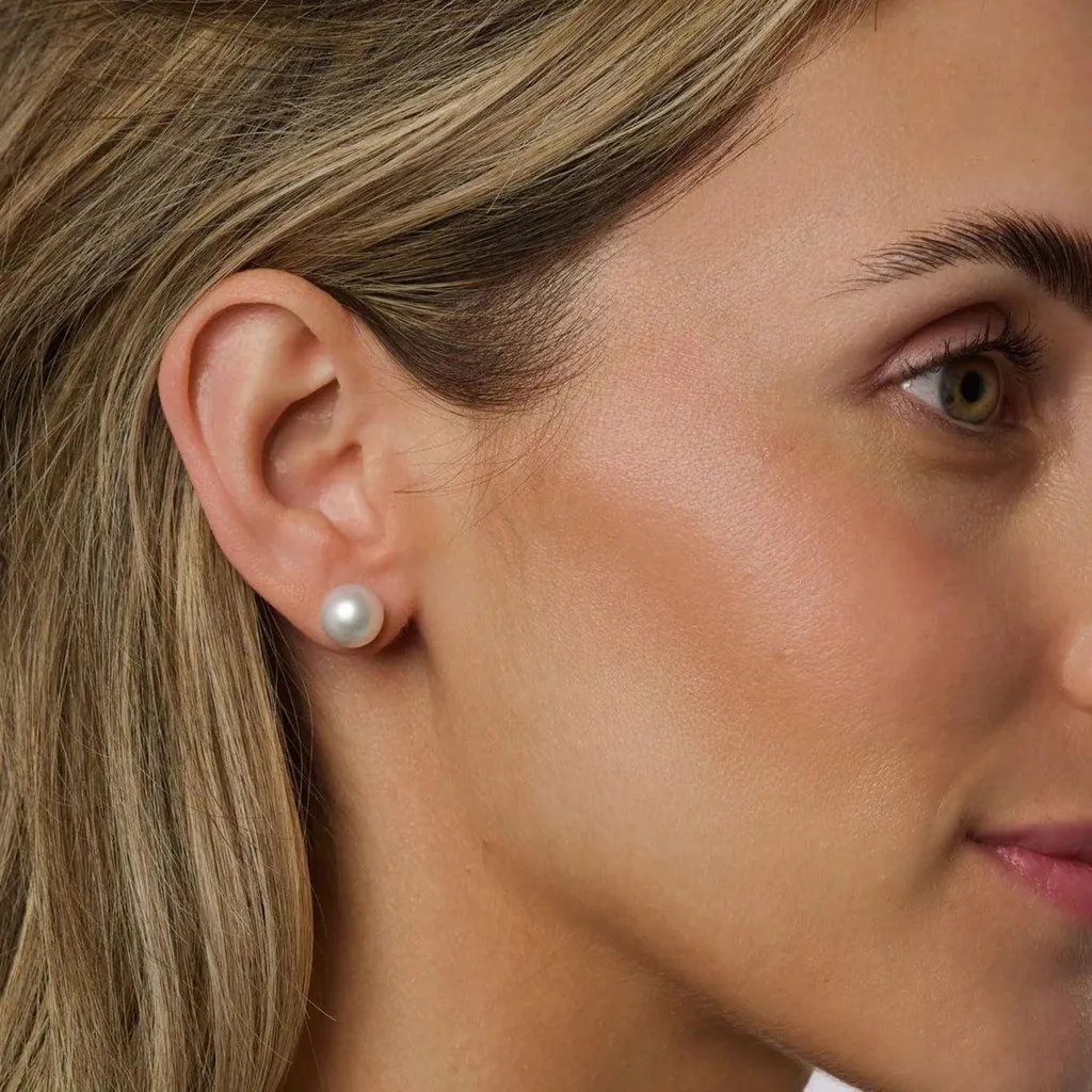 Orecchini a Perno con Perle 10mm e Argento 925 Placcato Oro - 2