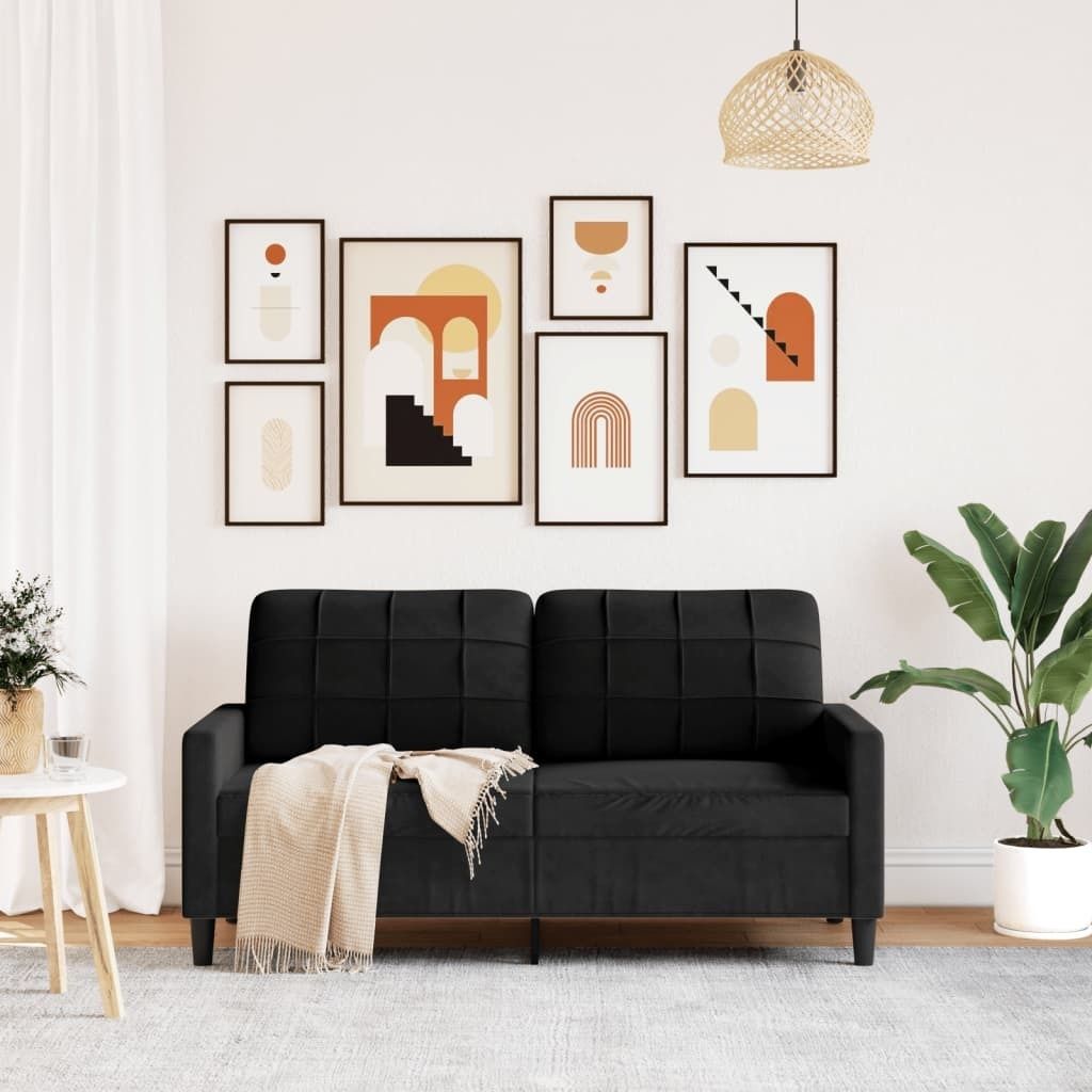 vidaXL divano a 2 posti nero 140 cm in velluto Immagine del prodotto 