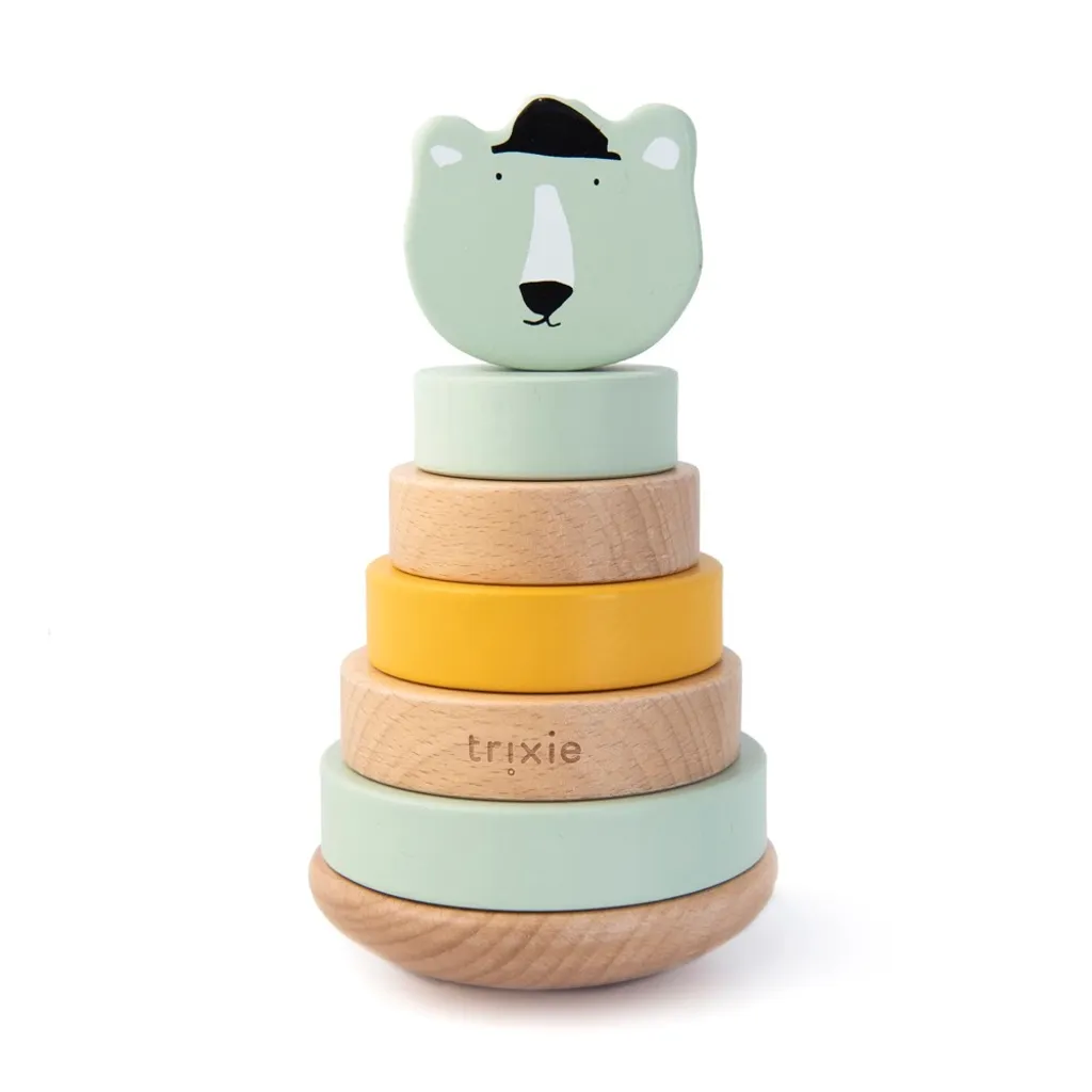 Jouet d'éveil en bois Tour à empiler Mr. Polar Bear Trixie dès 12 mois