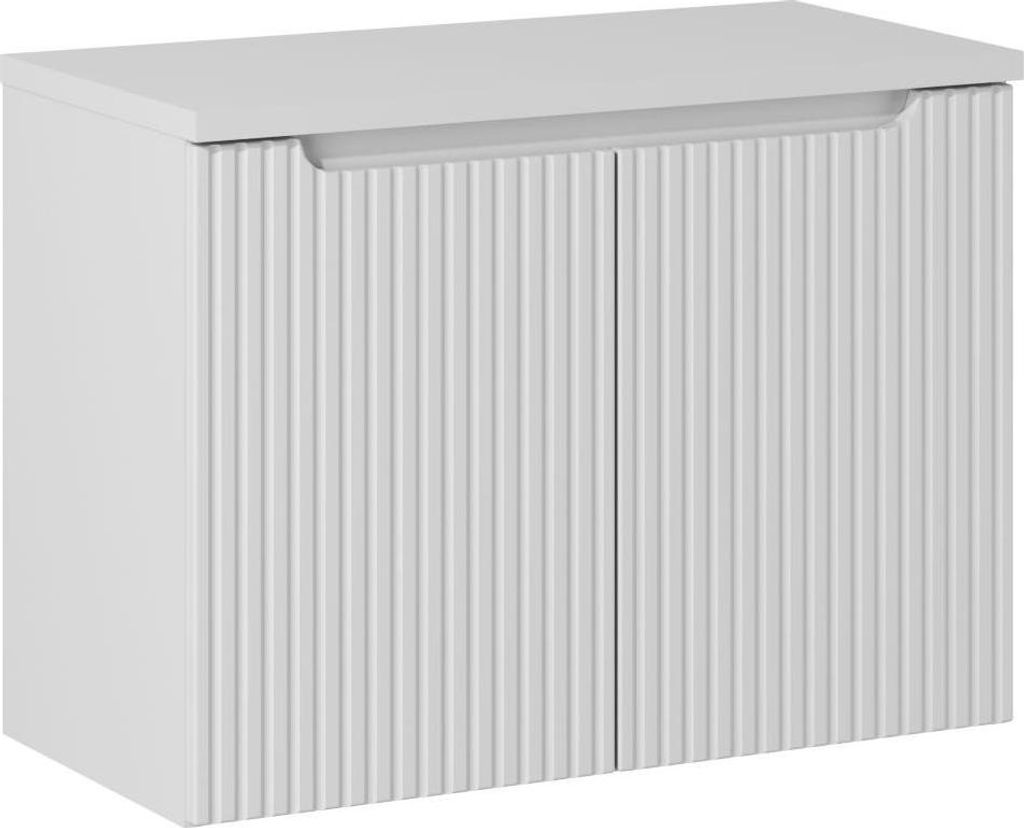 Badezimmerschrank Unter Waschbecken 80 Cm Weiß Gefräst Mit Leisem Verschluss