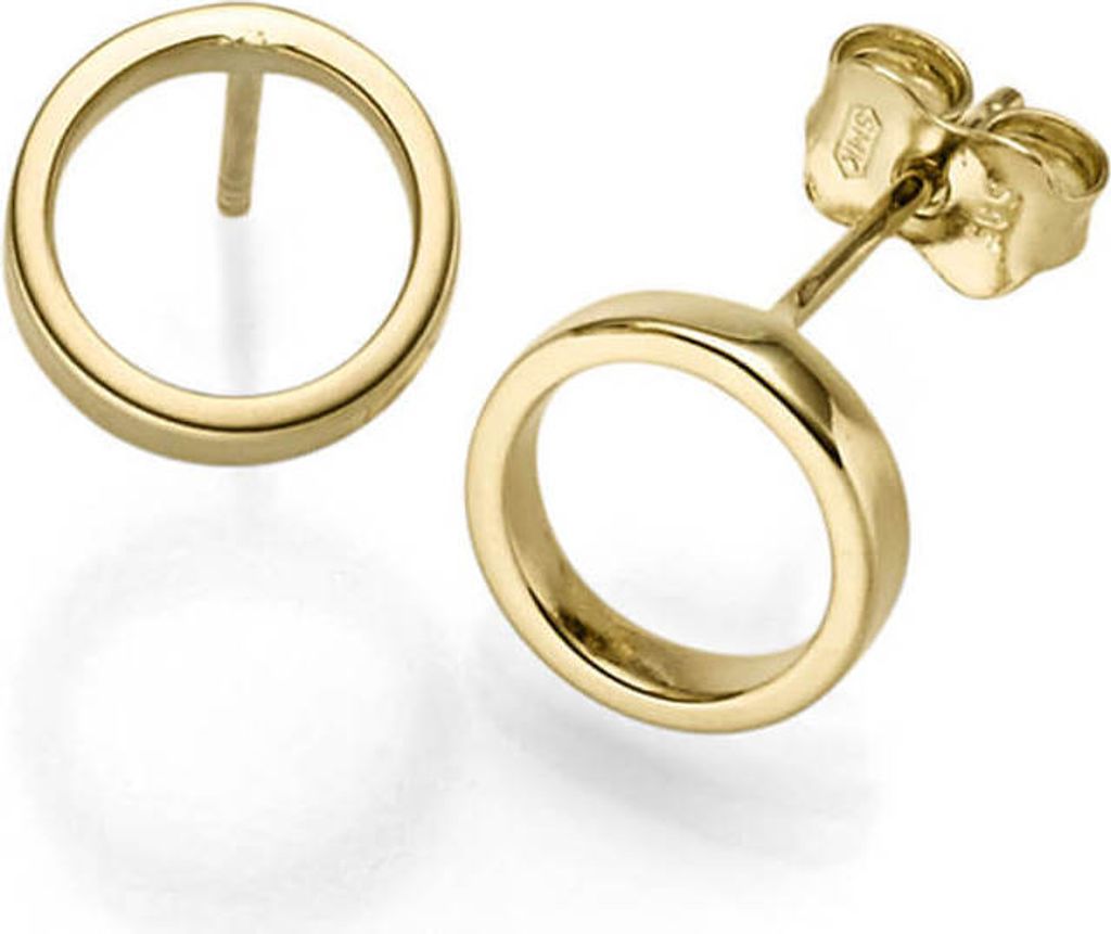 Paar Ohrstecker Ring Ø9mm aus 585 Gelbgold Ohrringe Ohrschmuck schlicht glänzend
