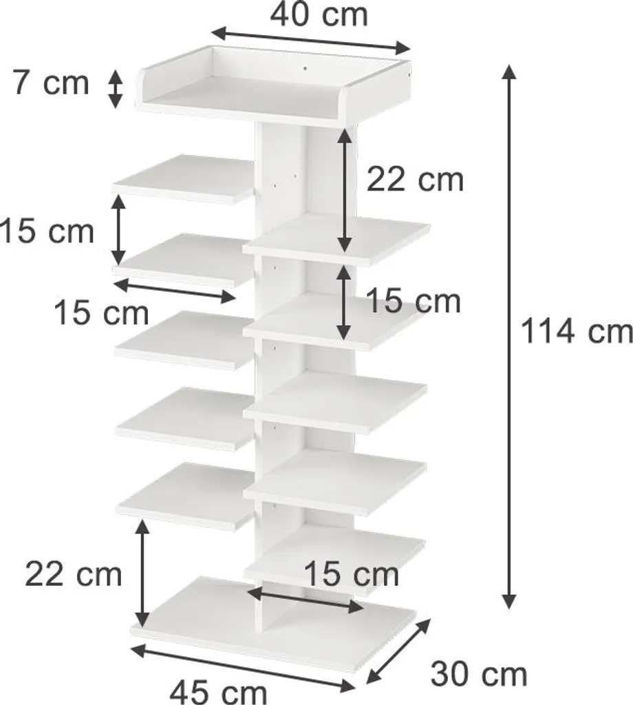 Meuble chaussures Vicco Stepy 10 compartiments compact blanc 45x114cm - 3