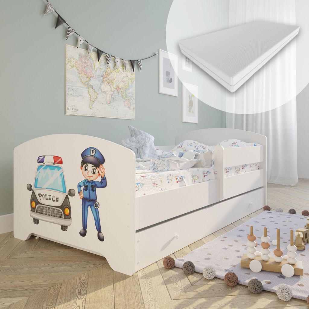 Kinderbett 80x160 cm mit Matratze und Schublade, Produktbild 