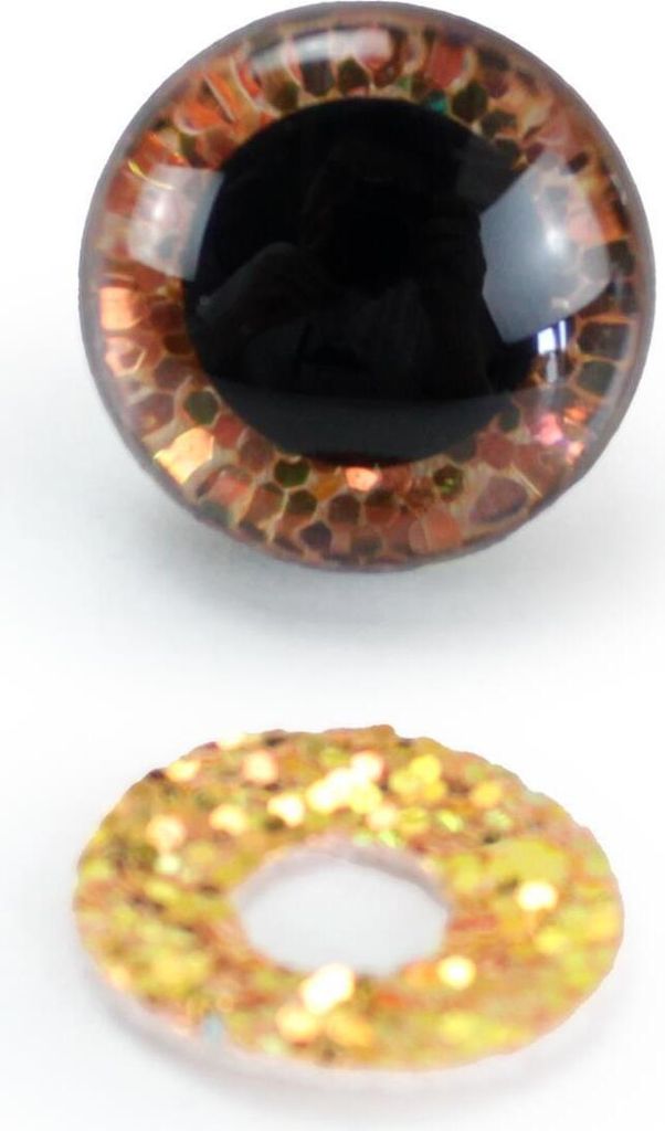 Sicherheitsaugen mit Glitzer 20 mm orange