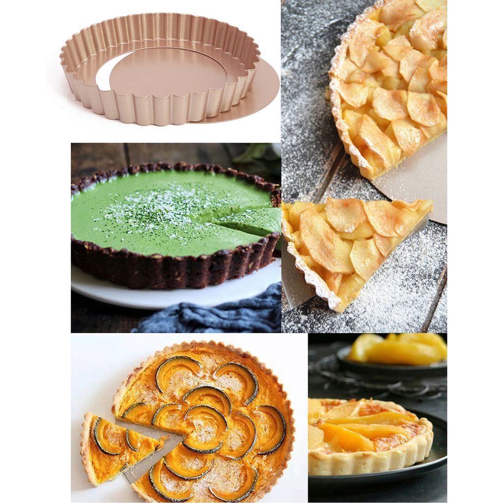 Lot De 10 Plats à Tarte Ronds à Fond Amovible 10,2 Cm - Moules Anti-Adhésif Carbone Pour Quiches Et Tartelettes