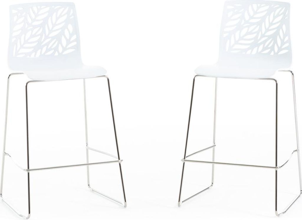 Set mit 2 Innenhockern aus Harz mit Fiberglas und Metallbeinen – hohe Sitzfläche 65 cm mit Rückenlehne und Fußstütze, modernes und elegantes ...