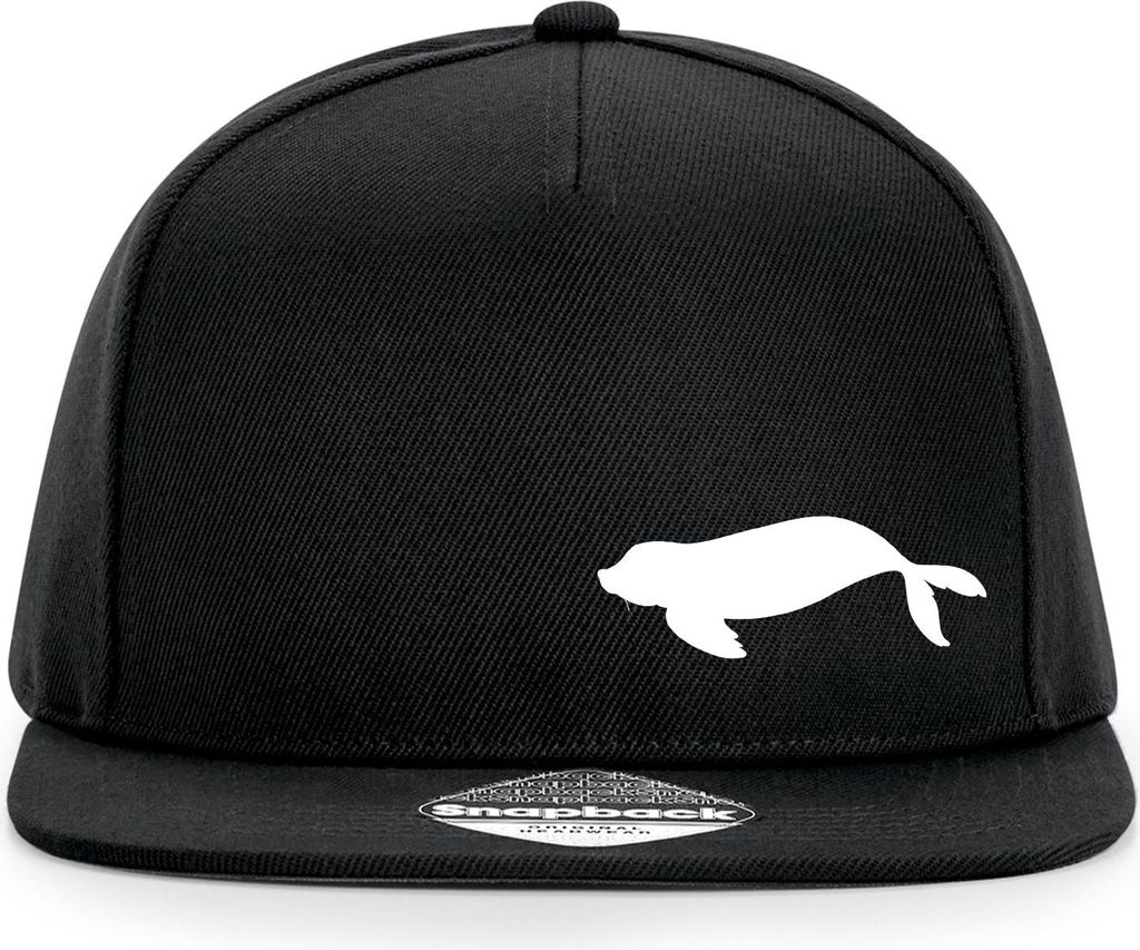 Huuraa Cappy Mütze Robbe Silhouette Black Polyester Snapback Kappe Geschenkidee