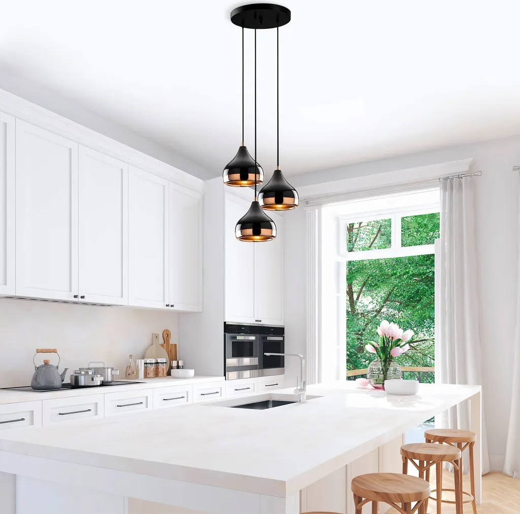 Lustre Idéal pour Salle à Manger - Luminaire Noir Métal Opviq 111cm