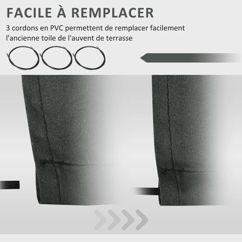 Lambrequin de Rechange pour Store banne gris - 280g/m2 - Polyester UV - 7