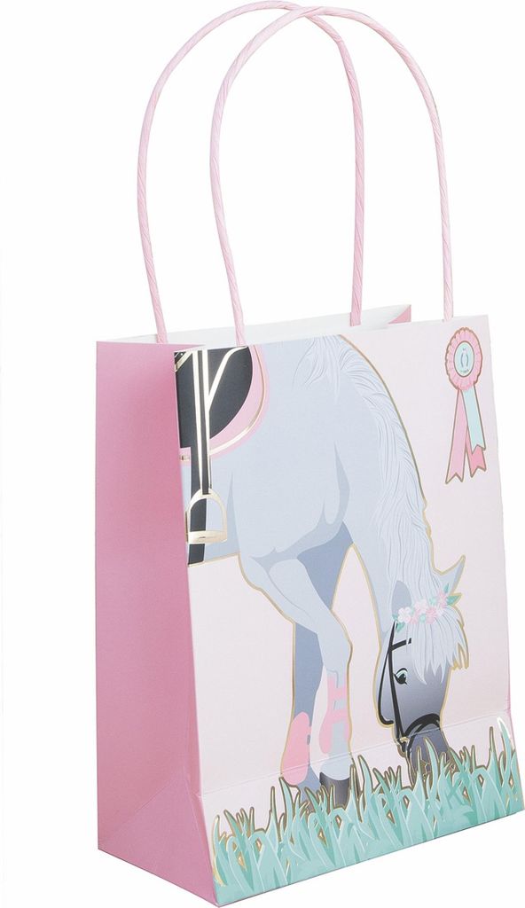4 Geschenktüten Pferd aus Papier 20 cm - Einheitsgröße