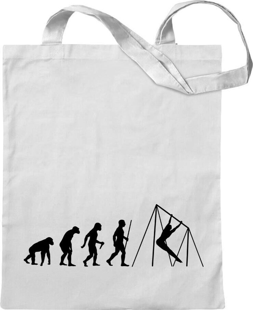 Kiwistar - Baumwolltasche - weiss - Reck Turnen Evolution - Tragetasche Stoffbeutel Umhängetasche langer Henkel