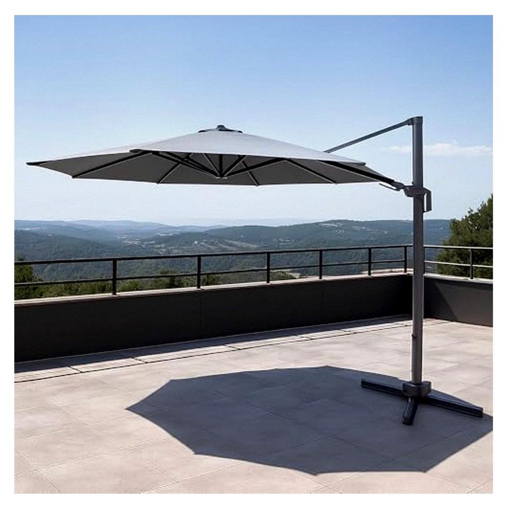 Sonnenschirm Groß - Alu Ampelschirm, 345 cm Gartenschirm mit Kurbel, 360° Rotierbar, 90° Kippbar, Stufenlos Höhenverstellbar, UV80+ PE-Stoff, W...