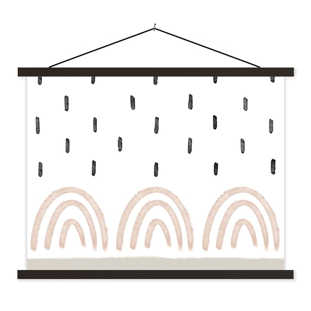 MuchoWow Textilposter Regenbogen - Pastell - Regen 40x30 cm mit schwarzem Rahmen - Dekorationen