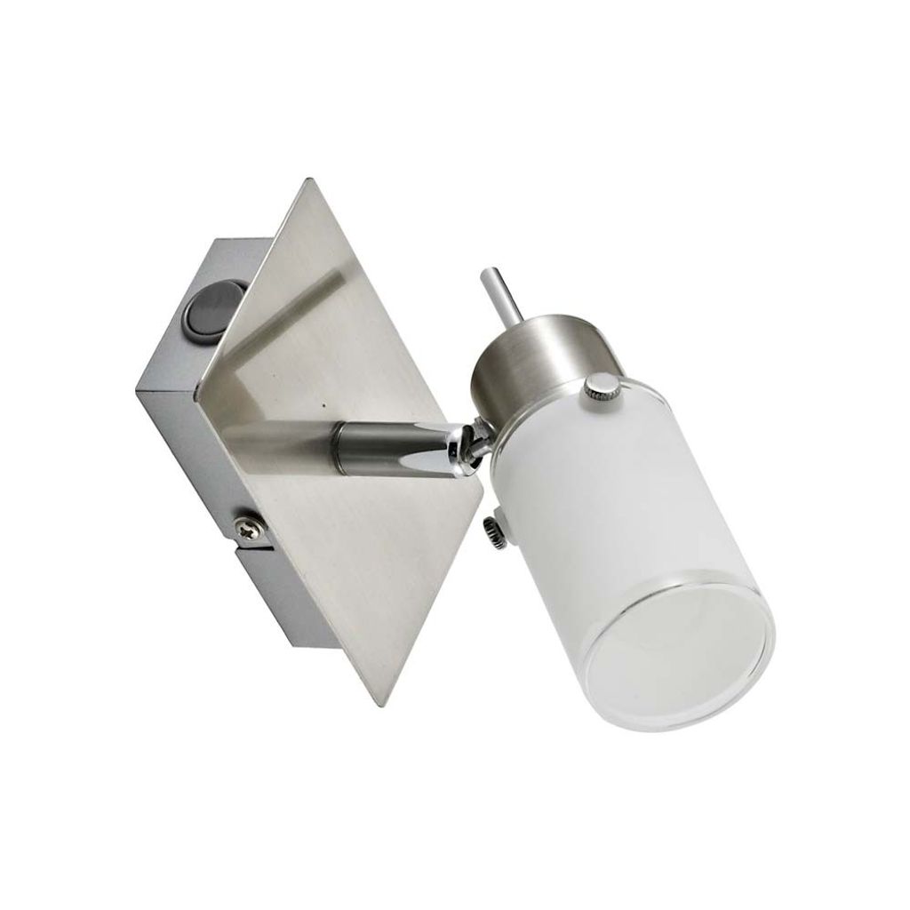 LED Wandleuchte, stahlfarben, Glas Spot schwenkbar, H 16 cm