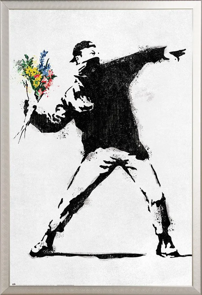 Poster Graffiti Flower Bomber avec cadre Shinsuke Maxi alu argenté