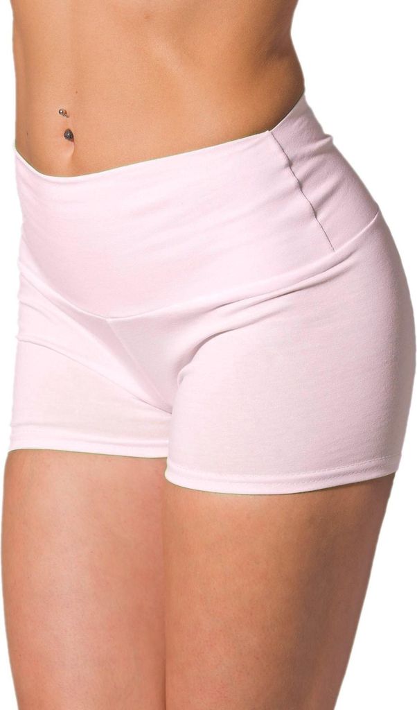 Alkato Damen Sport Shorts mit Hohem Bund Hotpants Radlerhose Long Shorts, Farbe: Hellrosa, Größe: 38