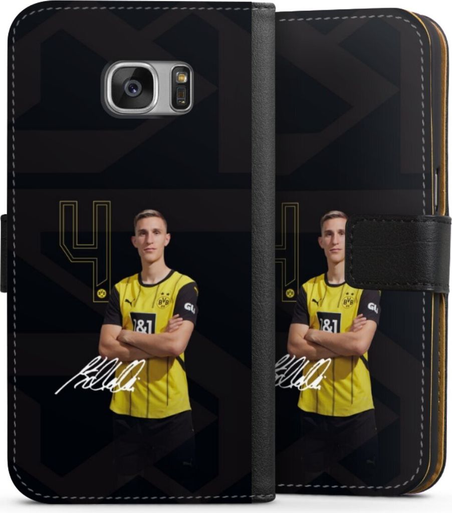 DeinDesign Klapphülle für Samsung Galaxy S7 Handytasche Lederhülle Tasche Borussia Dortmund Offizielles Lizenzprodukt Nico Schlotterbeck