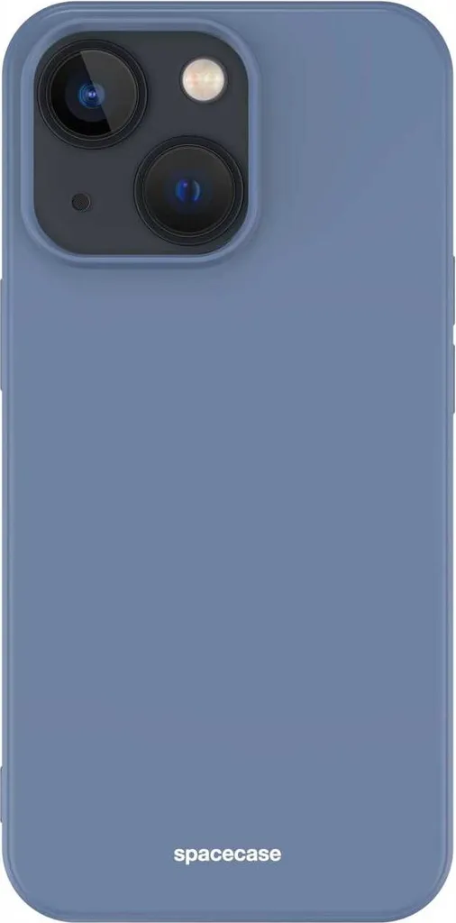 Coque iPhone 13 silicone Bleu SPACECASE - Finition Soft Touch Antidérapante