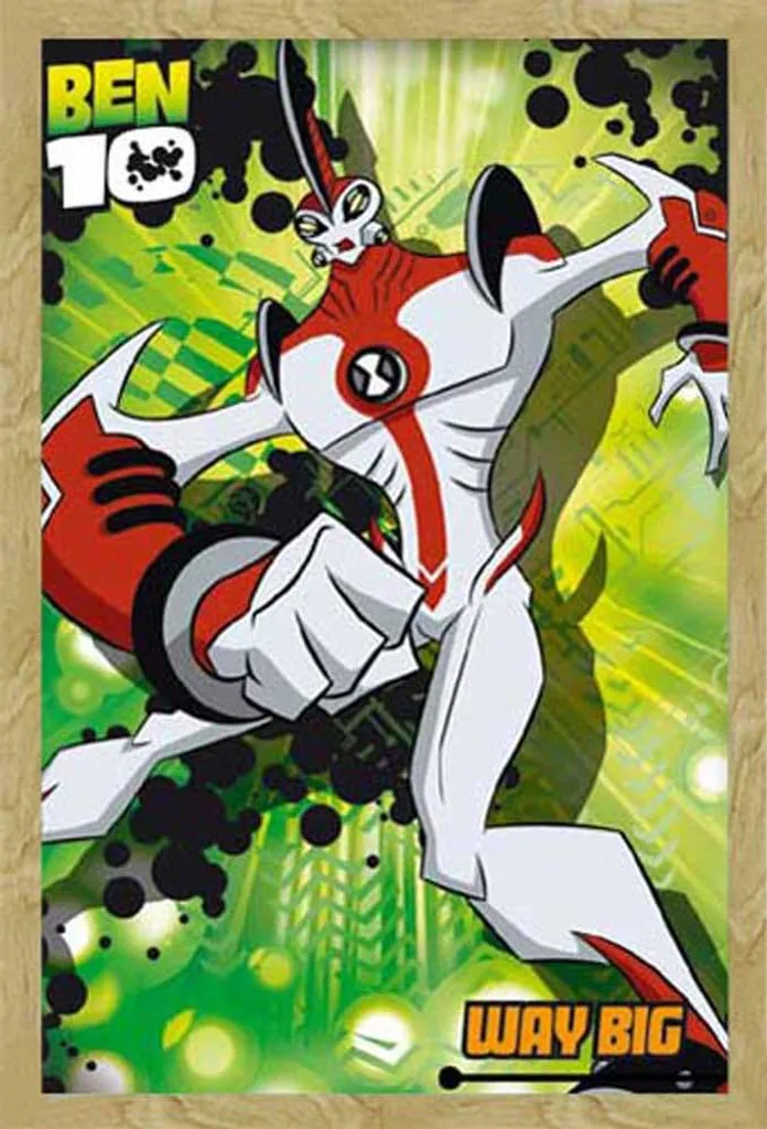 Cadre avec Poster Ben 10 Way Big géant, support MDF hêtre et acrylique