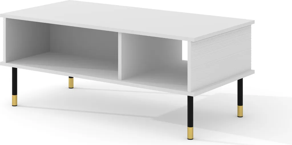 Tavolino SHERWOOD 110x55 cm BIANCO OPACO fronti fresati MDF tavolino da salotto tavolino su gambe tavolo per il soggiorno