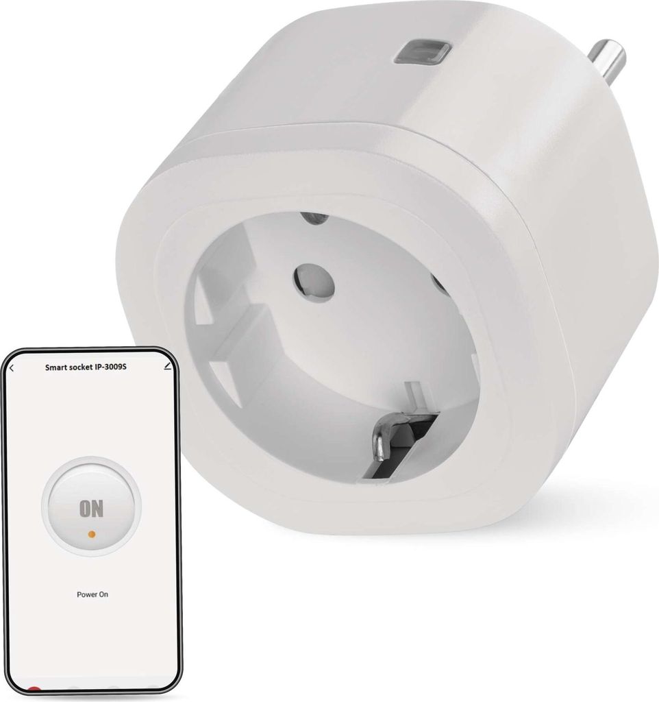 EMOS GoSmart ZigBee Steckdose 16A, 2,4GHz Smart Steckdose mit Timer und Stromzähler, mit EMOS GoSmart-App, kompatibel mit Alexa, Google, weiß