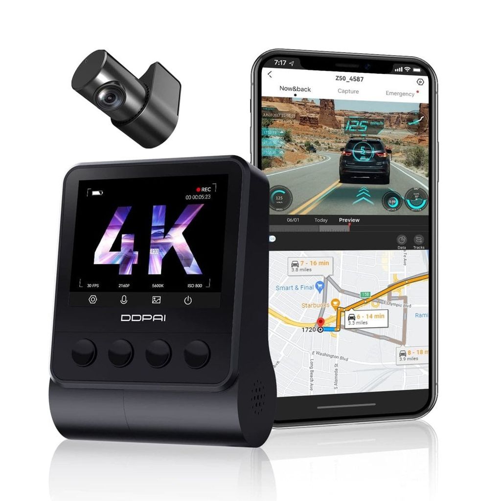 Dash + Rear Camera DDPAI Z50, 4K, Wi-Fi, GPS, 2.3inch LCD, Obrázek produktu 
