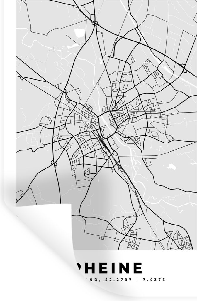 MuchoWow Wandtattoo Wandsticker Wandaufkleber Karte - Deutschland - Rheine - Stadtplan 60x90 cm Selbstklebend und Repositionierbar - Sticker - De...